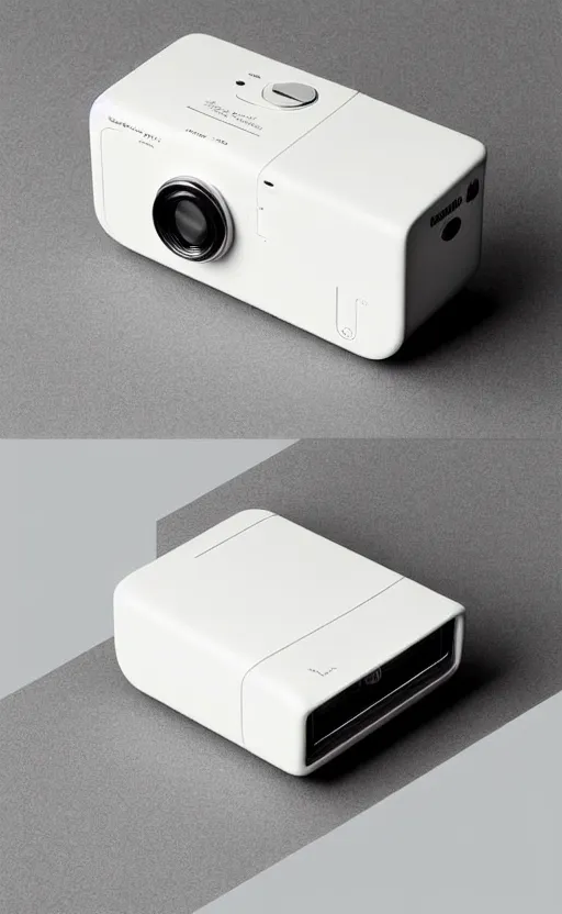 Image similar to a stylish electric polaroid camera ; designed by marc newsom, zaha hadid, blonde, joseph and joseph, dieter rams ; natural materials ; industrial design ; behance ; le manoosh ; pinterest ; if design award ; reddot design award