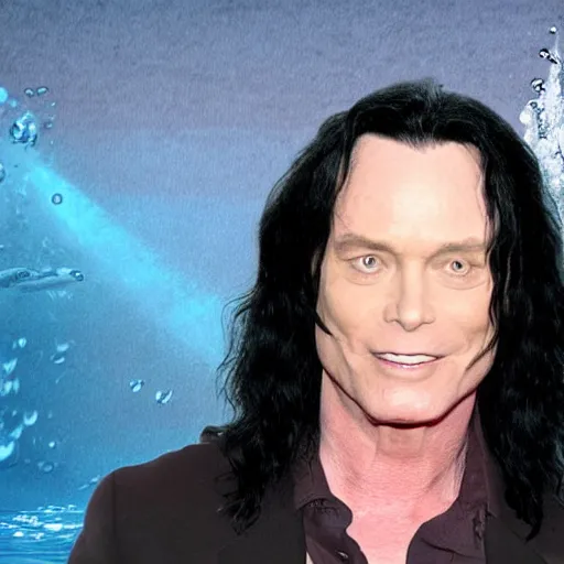 Prompt: tommy wiseau making a movie underwater