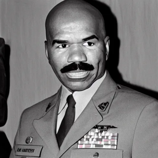 Image similar to Steve Harvey as a soldier in Vietnam, award winning historical photograph