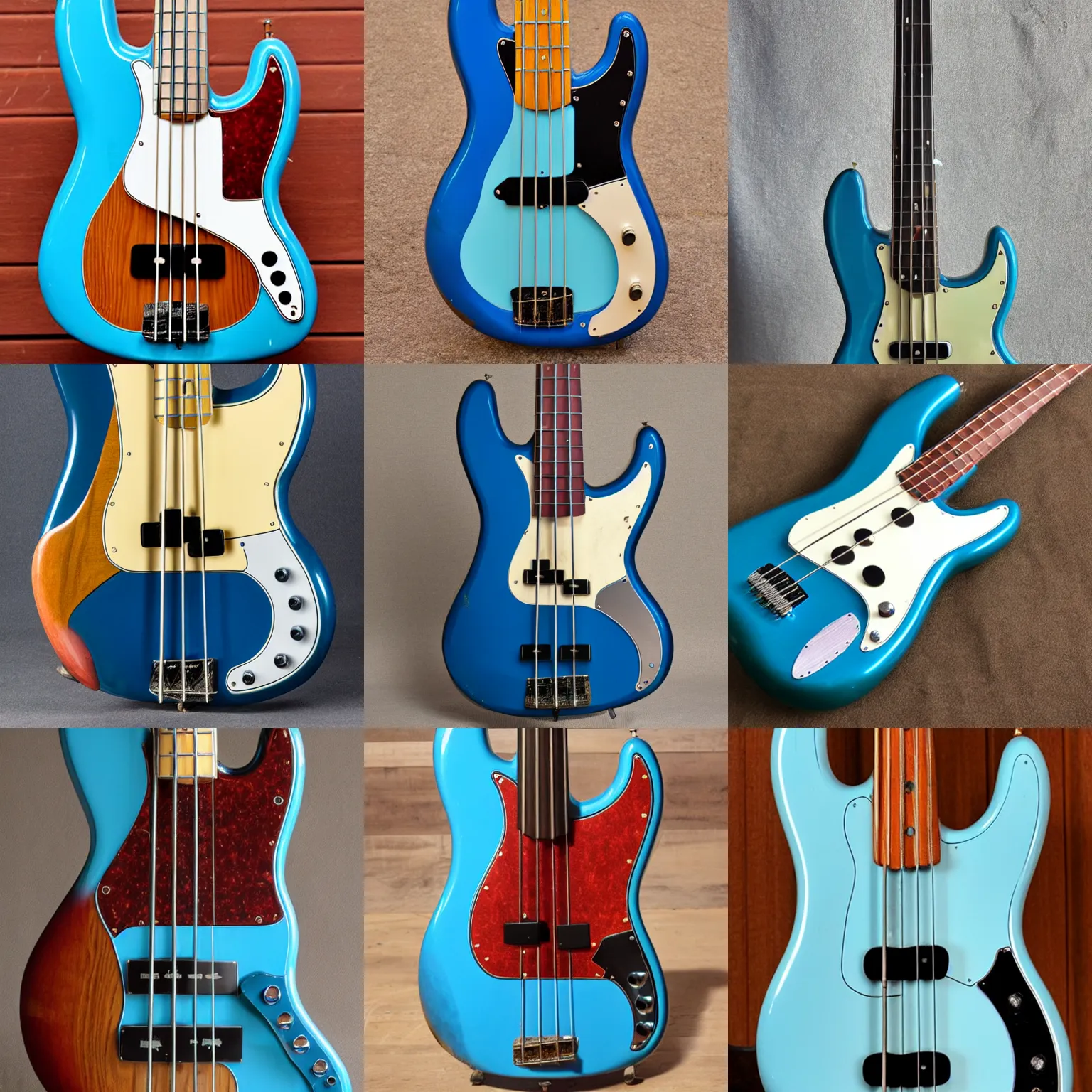 Prompt: 1962 Precision Bass in Daphne Blue