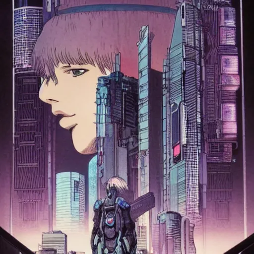 Image similar to Ghost in the shell. Moebius, cyberpunk, masterpiece