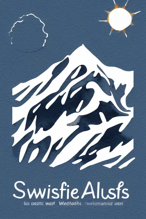 Image similar to minimalist watercolor art of swiss alps, illustration, vector art