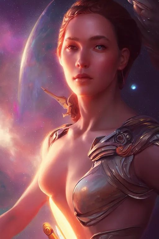 Prompt: goddess of the galaxy, highly detailed, digital painting, artstation, concept art, smooth, sharp focus, illustration, unreal engine 5, 8 k, art by artgerm and greg rutkowski and edgar maxence