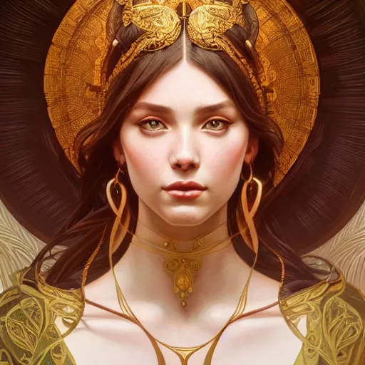 Prompt: perfectly-centered-Portrait of a graceful Goddess, intricate, highly detailed, digital painting, artstation, concept art, smooth, sharp focus, illustration, Unreal Engine 5, 8K, art by artgerm and greg rutkowski and alphonse mucha