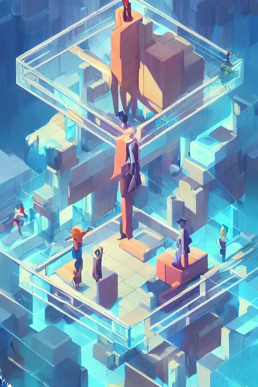 Image similar to Isometric maze, by Jesper Ejsing, RHADS, Makoto Shinkai and Lois van baarle, ilya kuvshinov, rossdraws global illumination