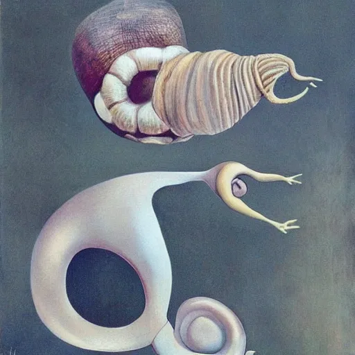 Image similar to snail woman, surrealism, Salvador Dali style