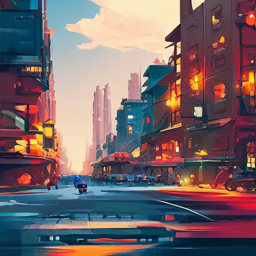 Prompt: painting cityscape smooth median photoshop filter cutout vector, behance hd by jesper ejsing, by rhads, makoto shinkai and lois van baarle, ilya kuvshinov, rossdraws global illumination