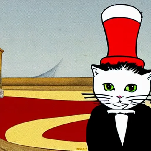 Prompt: the cat in the hat as the dictator of germany