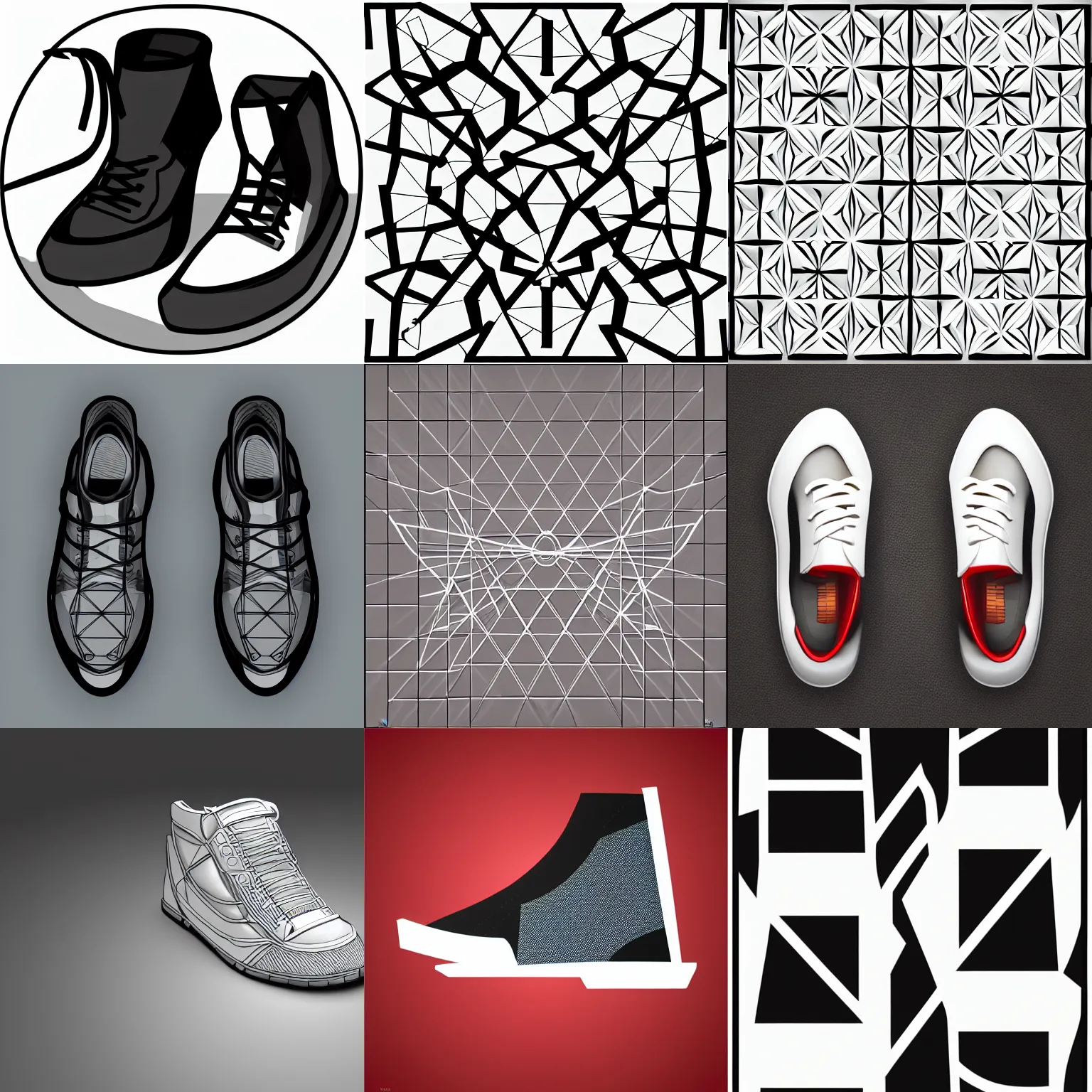 Prompt: vector geometric symmetry high resolution render icon shoe