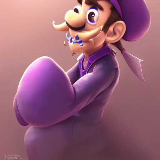 Prompt: waluigi by stanley artgerm lau, wlop, rossdraws, james jean, andrei riabovitchev, marc simonetti, yoshitaka amano, artstation, cgsociety,