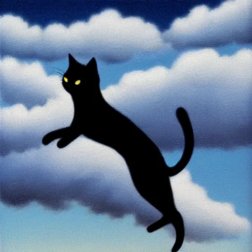 Prompt: black cat in the clouds by Quint Buchholz