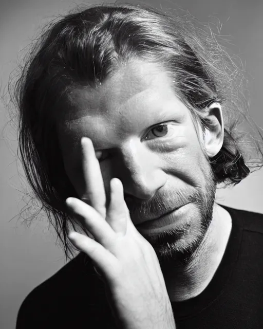 Image similar to fashion photograph of aphex twin by julia hetta and robert h hudson