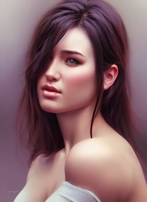 Image similar to photo of a gorgeous young woman in the style of stefan kostic, realistic, 1 / 2 body shot, sharp focus, 8 k high definition, insanely detailed, intricate, elegant, art by stanley lau and artgerm