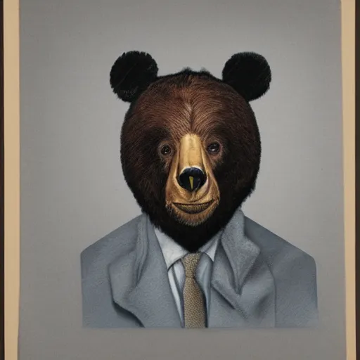 Prompt: portrait of person wearing a bear suit, highly detailed