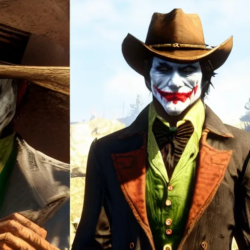 Image similar to health ledger joker in red dead redemption 2 4k Quality