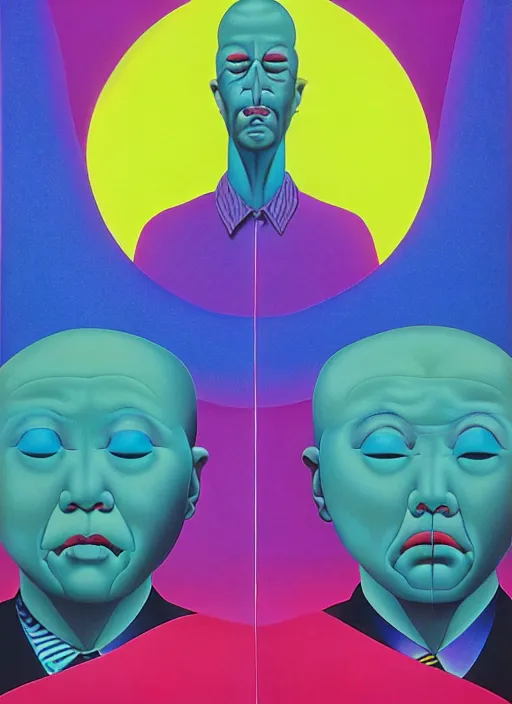 Prompt: duality of men by shusei nagaoka, kaws, david rudnick, airbrush on canvas, pastell colours, cell shaded, 8 k,