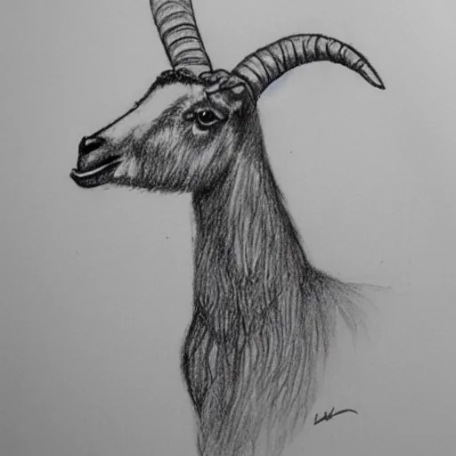 Image similar to pencil sketch drawing of an anthro goat smoking a cigar, award - winning, detailed