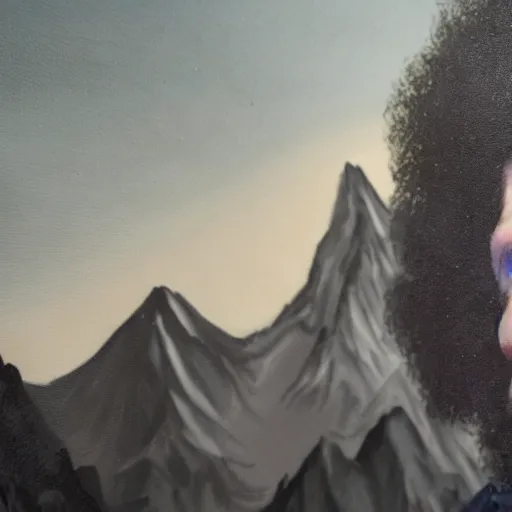 a closeup photorealistic photograph of bob ross