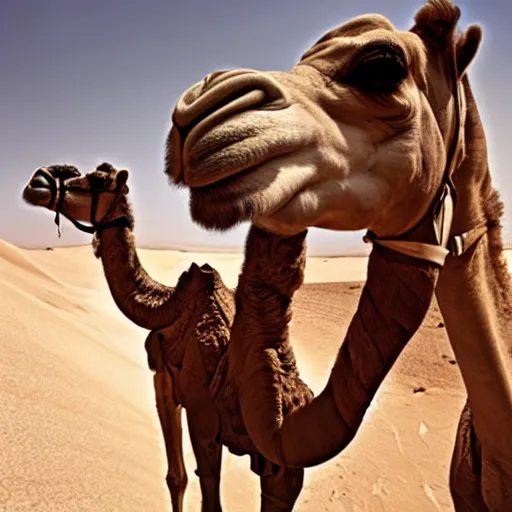 Prompt: man with a face like a camel