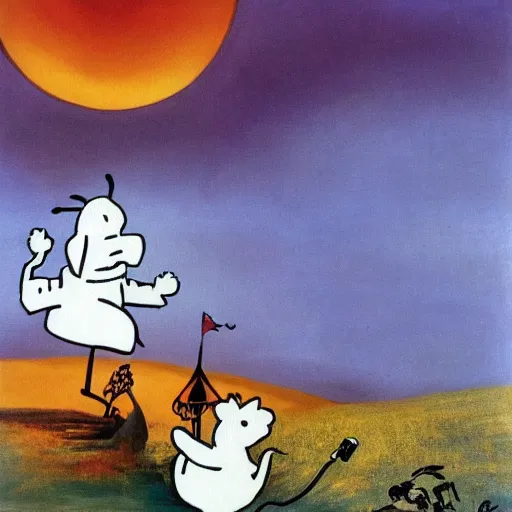 Image similar to moomintroll, dali painting, high quality, 4 k