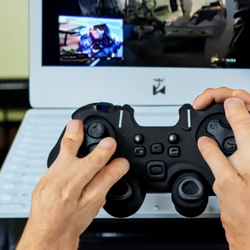 Image similar to a controller using a human as a controller to play a video game