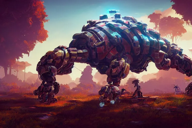 Image similar to shellsnapper machine mecanical creature robot of horizon forbidden west horizon zero dawn radiating a glowing aura global illumination ray tracing hdr fanart arstation by ian pesty and alena aenami artworks in 4 k