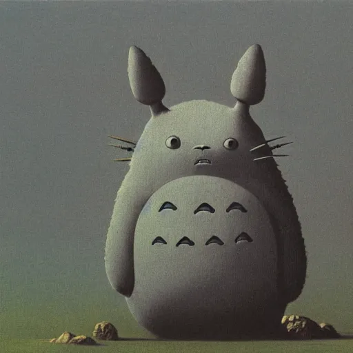 Prompt: totoro made by zdzisław beksinski