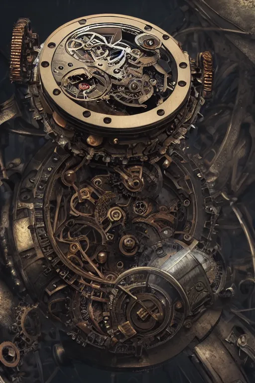 Prompt: a mechanical steampunk style watch by greg rutkowski, sung choi, mitchell mohrhauser, maciej kuciara, johnson ting, maxim verehin, peter konig, bloodborne, 8 k photorealistic, cinematic lighting, hd, high details, dramatic, dark atmosphere, trending on artstation