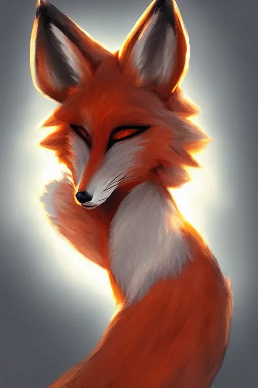 Image similar to an anthropomorphic modern fox with a fluffy tail, backlighting, trending on artstation, digital art, furry art, trending on furaffinity, fantasy art, by kawacy