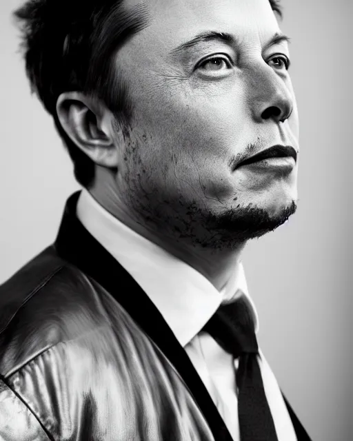 Prompt: A portrait of Elon Musk, highly detailed, trending on artstation, bokeh, 90mm, f/1.4