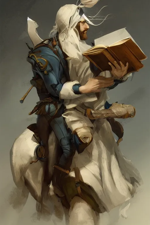 Image similar to concept art of fitzchivalry reading the book les antiseches du bonheur of jonathan lehmann, nighteyes is looking warmly over his shoulders, by aenaluck, artgerm and roberto ferri and greg rutkowski, blue and white tones, digital painting, artstation, concept art, smooth, sharp foccus ilustration hq