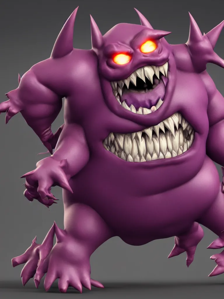 Image similar to gengar transformation closeup realistic, 3 d render, 3 d rendered, high detail, high resolution, dynamic lighting, moody lighting, high contrast, colorful