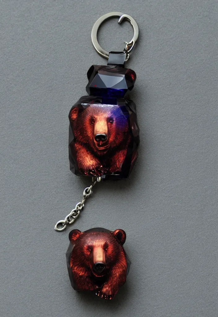 Prompt: a small deep coloured crystal bear keychain by greg rutkowski, sung choi, mitchell mohrhauser, maciej kuciara, johnson ting, maxim verehin, peter konig, 8 k photorealistic, cinematic lighting, hd, high details, dramatic, atmosphereric