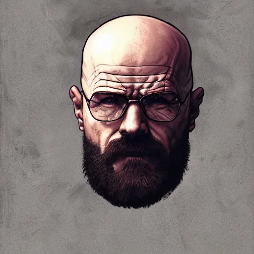 Image similar to Heisenberg as Kratos, highly detailed, digital painting, artstation, concept art, smooth, sharp focus, illustration, ArtStation, art by artgerm and greg rutkowski and alphonse mucha and J. C. Leyendecker and Edmund Blair Leighton and Katsuhiro Otomo and Geof Darrow and Phil hale and Ashley wood and Ilya repin and Charlie Bowater
