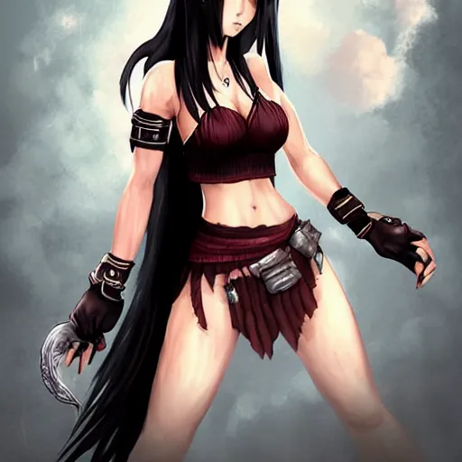 Image similar to fantasy art of tifa lionheart in style of wang ling wlop