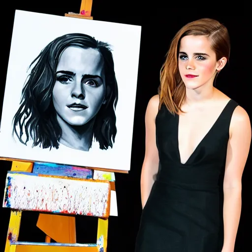 Prompt: emma watson, painting by donald trump