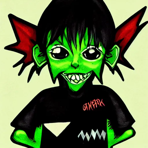 Image similar to cute emo goblin skaterboy, deviantart