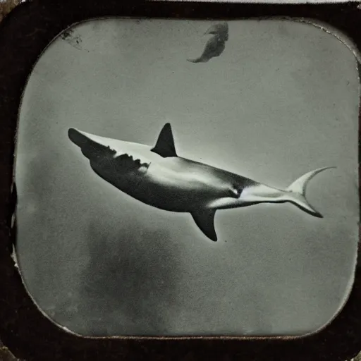 Image similar to underwater tintype ghost riding a shark