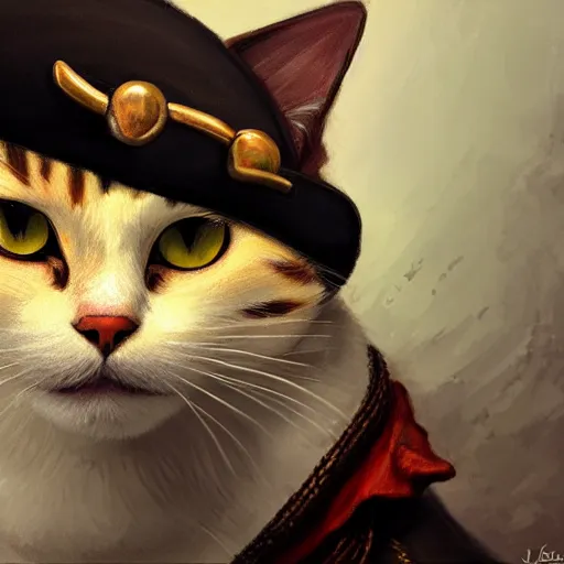 Image similar to Portrait of a Cat as a Pirate, photo, highly detailed oil painting, photorealistic, highly detailed, digital painting, artstation, concept art, smooth, sharp focus, illustration, art by John Baeder