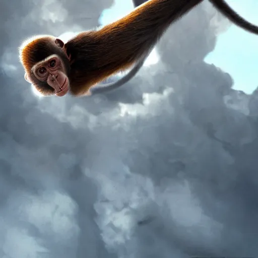 Prompt: a monkey throwing a bone to the air , dramatic lighting, cinematic, establishing shot, extremly high detail, photorealistic, cinematic lighting, artstation, style by James Gurney