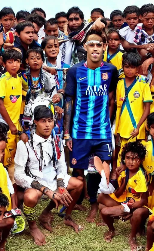 Image similar to neymar jr. with muori face tribals