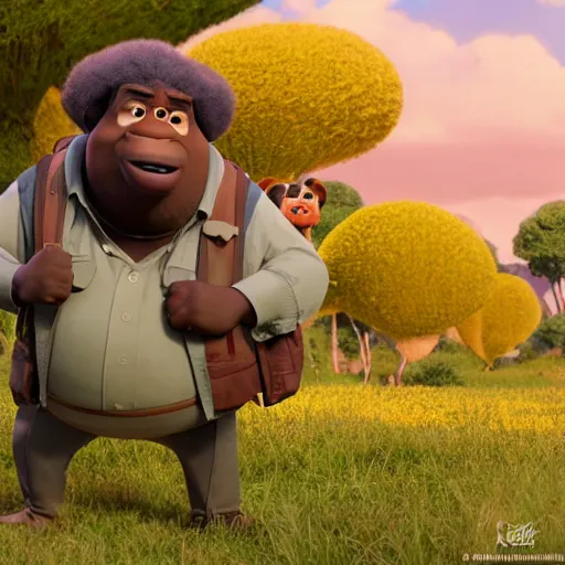 Image similar to forest whitaker as a pixar disney character from up ( 2 0 0 9 ), unreal engine, octane render, 3 d render, photorealistic