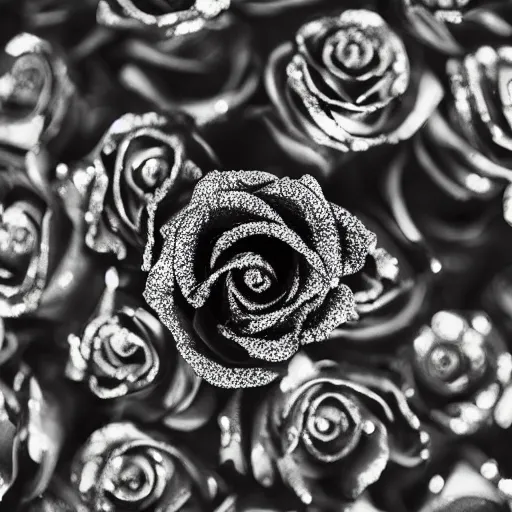 Prompt: diamond encrusted black roses