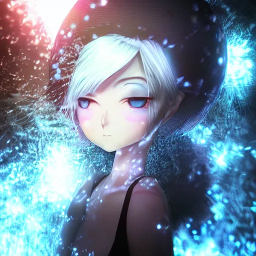 Prompt: photorealistic full body shot of masterpiece angry ( ( darkness android ) ) anime girl, beautifull lovely eyes, electric aura with particles, snowing frozen ice, darkness background, inspired by tim burton, detailed, unreal engine 4 k, volumetric light, fog