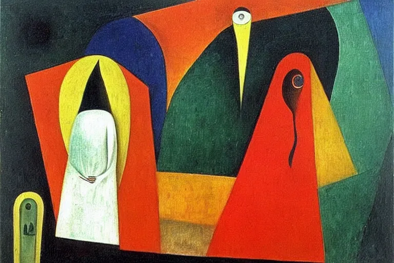 Image similar to born under a bad sign, good luck and trouble are my only friends, colors white!!, orange, dark green, dark blue, abstract oil painting by leonora carrington, by max ernst