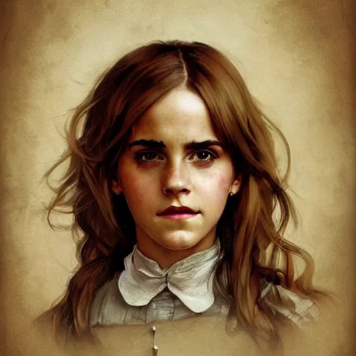 Prompt: portrait of emma watson as hermione granger in a burnoose, detailed, illustration by norman rockwell, artstation character art, john william waterhouse, concept art, greg rutowski