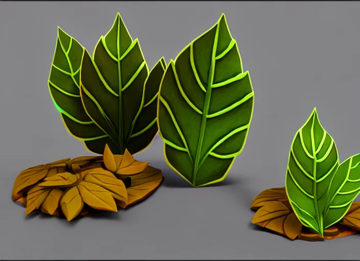 Prompt: leaves, stylized stl, 3 d render, activision blizzard style, hearthstone style