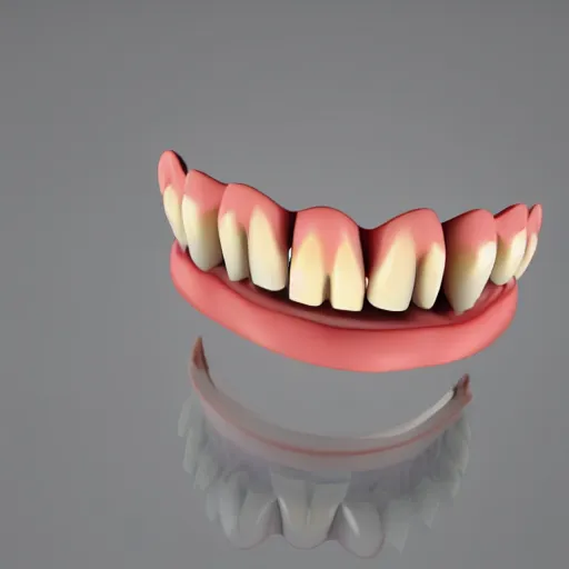 Image similar to poorly rendered 3 d set of teeth