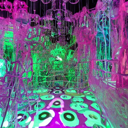 Image similar to the meow wolf crystal cathedral,