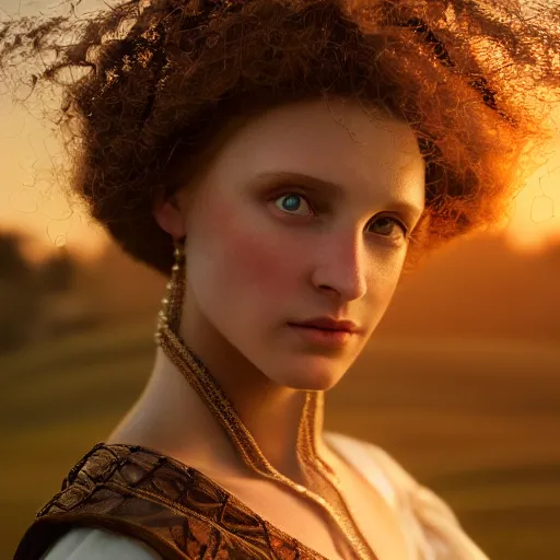 Image similar to photographic portrait of a stunningly beautiful middle ages renaissance female in soft dreamy light at sunset, contemporary fashion shoot, by edward robert hughes, annie leibovitz and steve mccurry, david lazar, jimmy nelsson, breathtaking, 8 k resolution, extremely detailed, beautiful, establishing shot, artistic, hyperrealistic, beautiful face, octane render